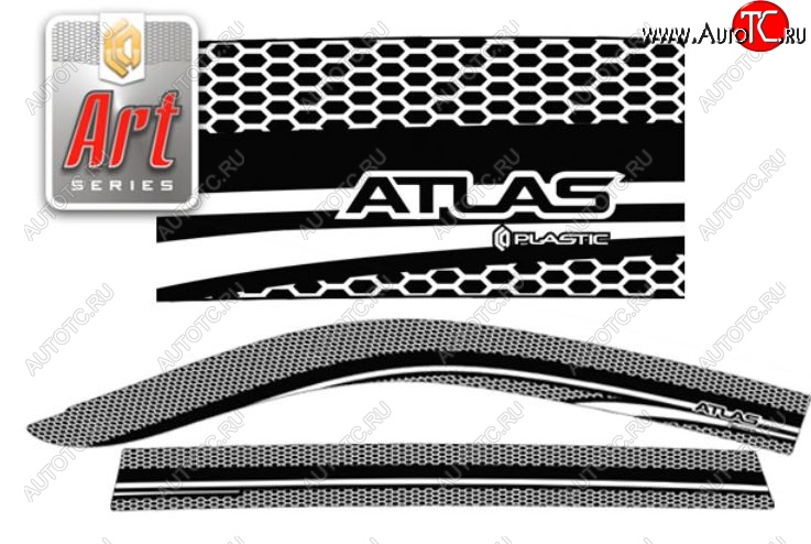 2 199 р. Дефлектора окон CA-Plastic  Geely Atlas  NL3 (2016-2022) (Серия Art черная, без хром. молдинга )  с доставкой в г. Керчь