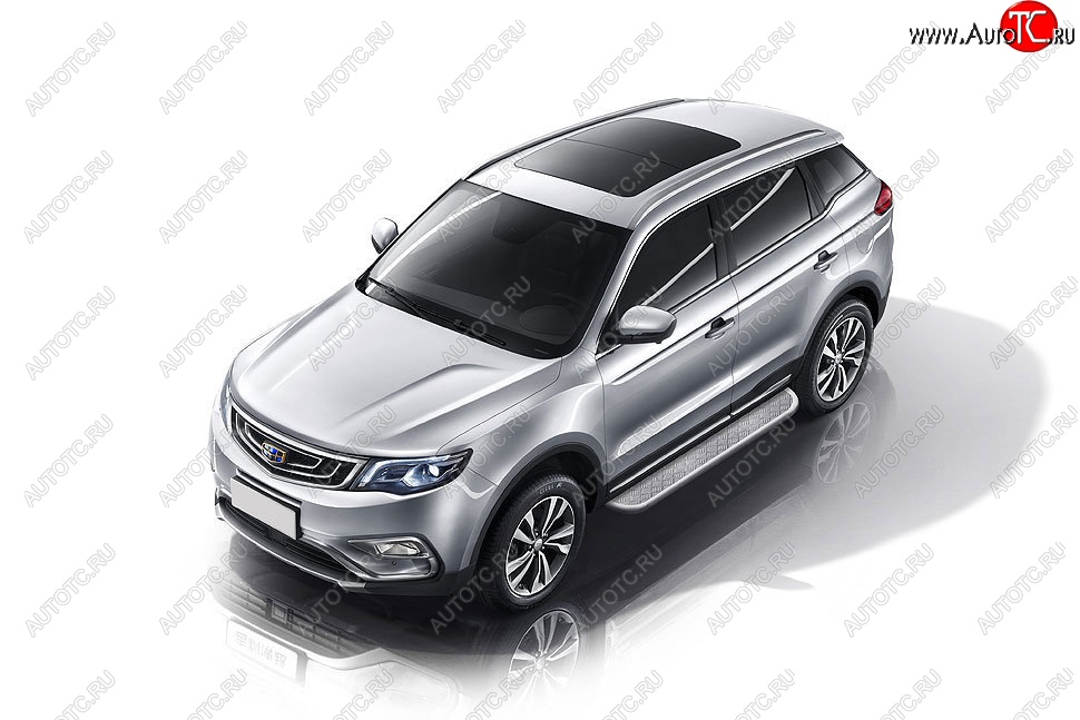 15 349 р. Защита порогов Slitkoff (d57, с листом)  Geely Atlas  NL3 - Atlas Pro  NL3 (Нержавейка)  с доставкой в г. Керчь