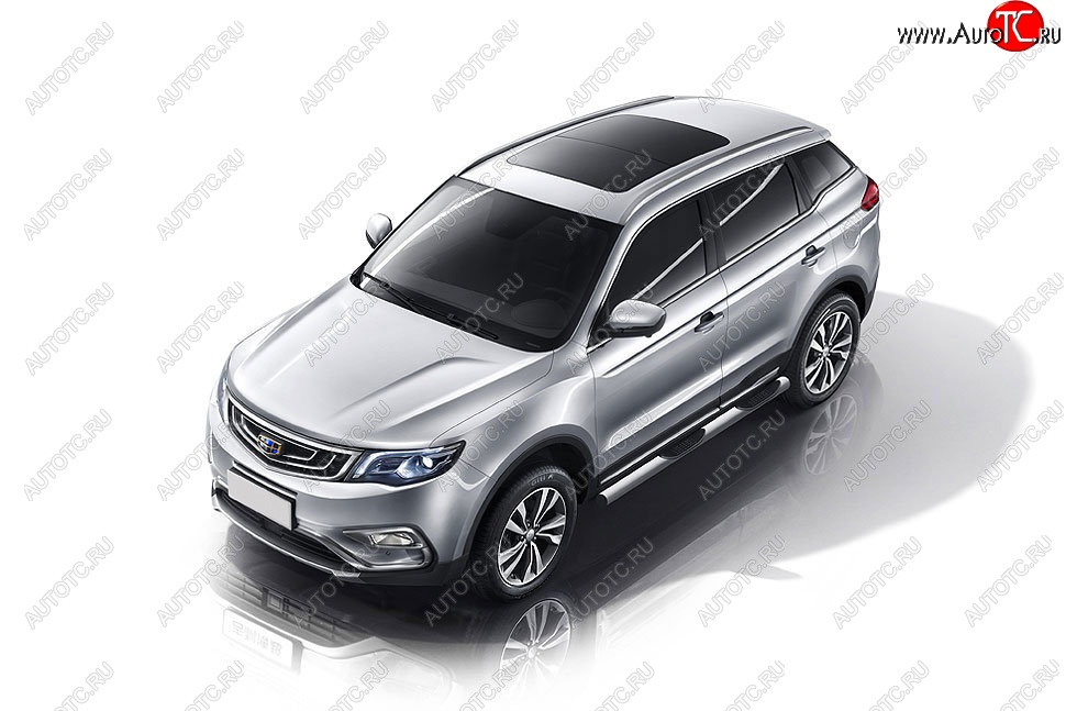 17 699 р. Защита порогов Slitkoff (d76, с проступями)  Geely Atlas  NL3 - Atlas Pro  NL3 (Нержавейка, Полированная)  с доставкой в г. Керчь