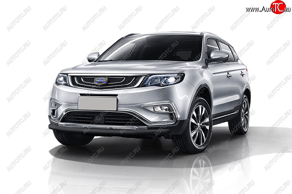 7 999 р. Защита переднего бампера Slitkoff (d57 мм)  Geely Atlas  NL3 (2016-2022) (Сталь с полимерным покрытием. Цвет: чёрный)  с доставкой в г. Керчь