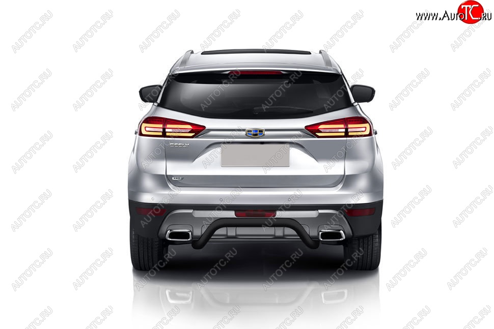 7 599 р. Защита заднего бампера Slitkoff (d57 мм)  Geely Atlas  NL3 (2016-2022) (Сталь с полимерным покрытием. Цвет: чёрный)  с доставкой в г. Керчь