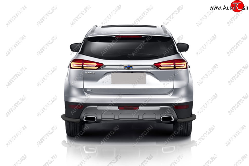 4 649 р. Защита заднего бампера Slitkoff (уголки, d57) Geely Atlas NL3 (2016-2022) (Сталь с полимерным покрытием. Цвет: чёрный)  с доставкой в г. Керчь