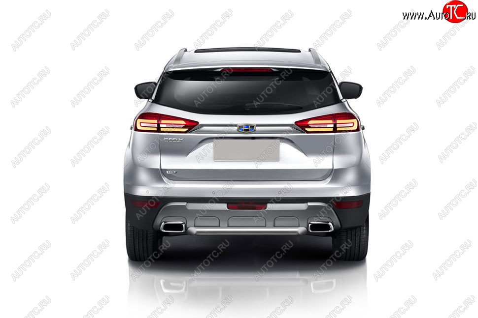 6 649 р. Защита заднего бампера Slitkoff (короткая, d57)  Geely Atlas  NL3 (2016-2022) (Нержавейка, Полированная)  с доставкой в г. Керчь