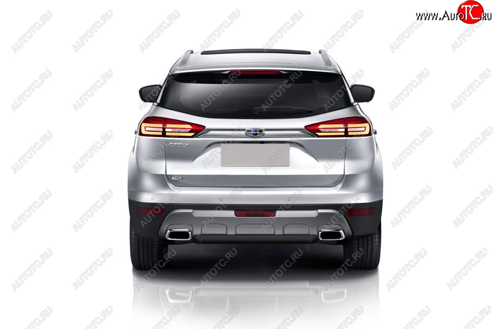 4 649 р. Защита заднего бампера Slitkoff (короткая, d57)  Geely Atlas  NL3 (2016-2022) (Сталь с полимерным покрытием. Цвет: чёрный)  с доставкой в г. Керчь