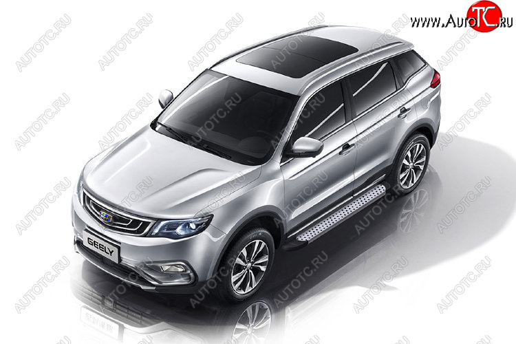 17 399 р. Пороги алюминиевые Slitkoff  Geely Atlas  NL3 - Atlas Pro  NL3 (Standart Silver)  с доставкой в г. Керчь