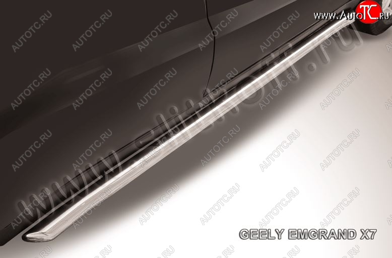 14 849 р. Защита порогов Slitkoff (с гибами, d57 мм) Geely Emgrand X7 дорестайлинг (2011-2015) (Нержавейка, Полированная)  с доставкой в г. Керчь
