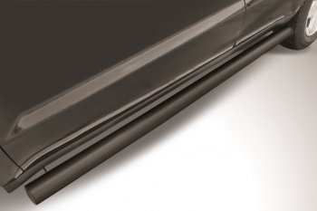 Защита порогов Slitkoff (d76 мм) Geely Emgrand X7 (2011-2015) дорестайлинг (Сталь с полимерным покрытием. Цвет: чёрный)