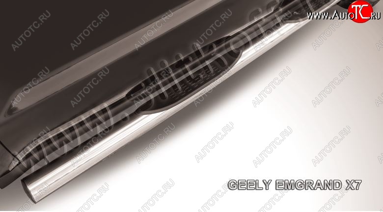 18 349 р. Защита порогов Slitkoff (d76, с проступями)  Geely Emgrand X7 (2011-2015) дорестайлинг (Нержавейка, Полированная)  с доставкой в г. Керчь
