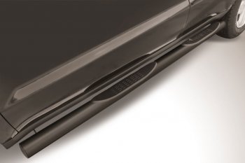 Защита порогов Slitkoff (d76, с проступями) Geely Emgrand X7 (2011-2015) дорестайлинг (Сталь с полимерным покрытием. Цвет: чёрный)