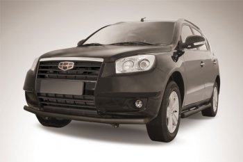 Защита переднего бампера Slitkoff (d57 мм) Geely Emgrand X7 (2011-2015) дорестайлинг (Сталь с полимерным покрытием. Цвет: чёрный)