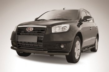 Защита переднего бампера Slitkoff (двойная радиусная, d57/42 мм) Geely Emgrand X7 (2011-2015) дорестайлинг (Сталь с полимерным покрытием. Цвет: чёрный)