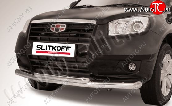 14 399 р. Защита переднего бампера Slitkoff (двойная, d76/57 мм)  Geely Emgrand X7 (2011-2015) дорестайлинг (Нержавейка, Полированная)  с доставкой в г. Керчь