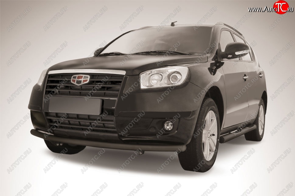 10 349 р. Защита переднего бампера Slitkoff (радиусная, d57 мм) Geely Emgrand X7 дорестайлинг (2011-2015) (Сталь с полимерным покрытием. Цвет: чёрный)  с доставкой в г. Керчь