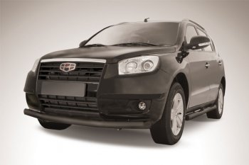 Защита переднего бампера Slitkoff (d76 мм) Geely Emgrand X7 (2011-2015) дорестайлинг (Сталь с полимерным покрытием. Цвет: чёрный)