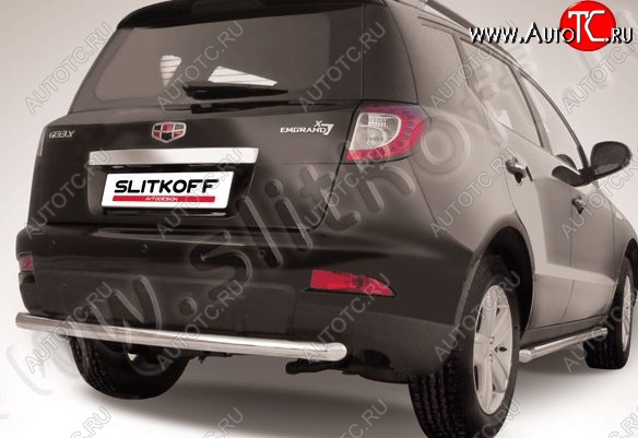 11 999 р. Защита заднего бампера Slitkoff (радиусная, d57 мм)  Geely Emgrand X7 (2011-2015) дорестайлинг (Нержавейка, Полированная)  с доставкой в г. Керчь
