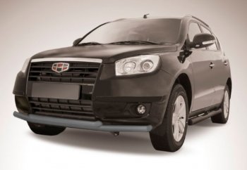 Защита переднего бампера Slitkoff (Ø 57+Ø 57). Geely Emgrand X7 (2011-2015) дорестайлинг (Цвет: серебристый)