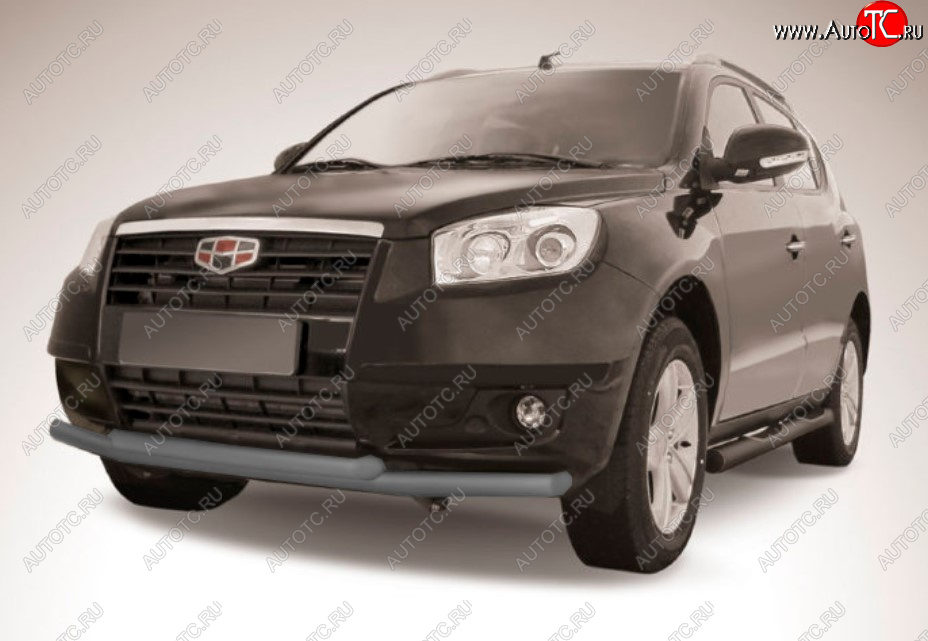 9 199 р. Защита переднего бампера Slitkoff (Ø 57+Ø 57).  Geely Emgrand X7 (2011-2015) дорестайлинг (Цвет: серебристый)  с доставкой в г. Керчь