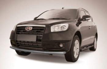 Защита переднего бампера Slitkoff (Ø 57 мм, радиусная) Geely Emgrand X7 (2011-2015) дорестайлинг (Цвет: серебристый)