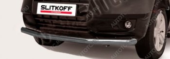 Защита переднего бампера Slitkoff (Ø 76 мм). Geely Emgrand X7 (2011-2015) дорестайлинг (Цвет: серебристый)