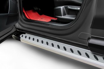 Пороги алюминиевые Slitkoff Geely Emgrand X7 (2011-2015) дорестайлинг (Prestige Silver)