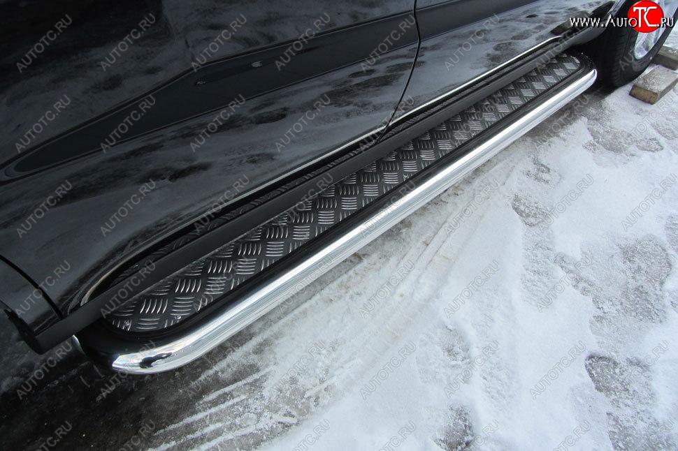 18 349 р. Защита порогов Slitkoff (с листом, d57 мм)  Geely Emgrand X7 (2015-2018) 1-ый рестайлинг (Нержавейка)  с доставкой в г. Керчь