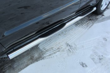Защита порогов Slitkoff (d76, с проступями) Geely Emgrand X7 (2015-2018) 1-ый рестайлинг