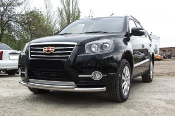 Защита переднего бампера Slitkoff (двойная радиусная, d57/42 мм) Geely Emgrand X7 (2015-2018) 1-ый рестайлинг