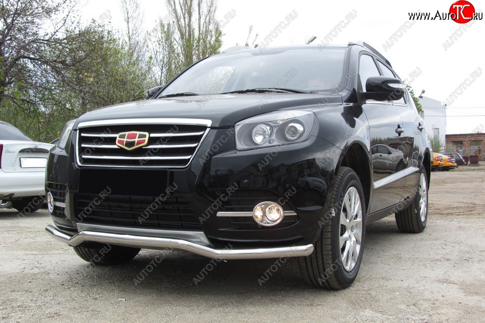 14 399 р. Защита переднего бампера Slitkoff (волна, d57)  Geely Emgrand X7 (2015-2018) 1-ый рестайлинг (Нержавейка, Полированная)  с доставкой в г. Керчь