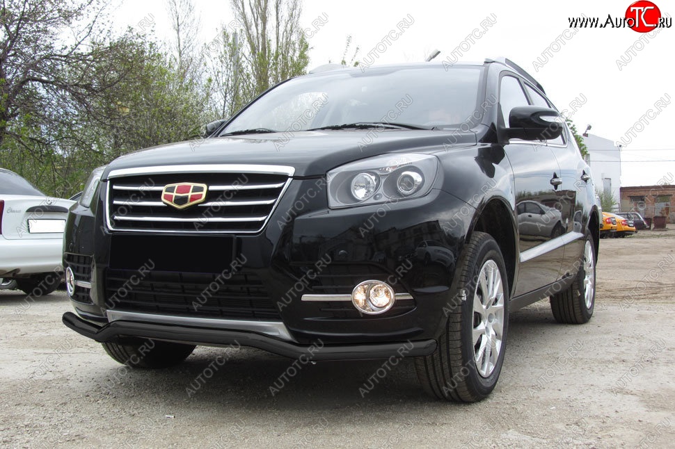 9 999 р. Защита переднего бампера Slitkoff (волна, d57)  Geely Emgrand X7 (2015-2018) 1-ый рестайлинг (Сталь с полимерным покрытием. Цвет: чёрный)  с доставкой в г. Керчь