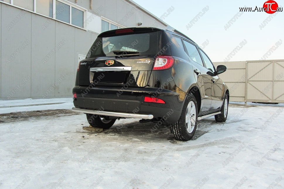 10 449 р. Защита заднего бампера Slitkoff (двойная радиусная, d57/42 мм)  Geely Emgrand X7 (2015-2018) 1-ый рестайлинг (Нержавейка, Полированная)  с доставкой в г. Керчь