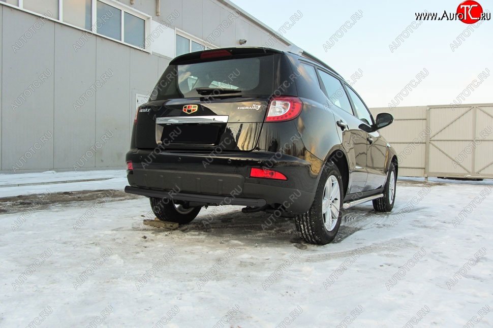 7 299 р. Защита заднего бампера Slitkoff (двойная радиусная, d57/42 мм)  Geely Emgrand X7 (2015-2018) 1-ый рестайлинг (Сталь с полимерным покрытием. Цвет: чёрный)  с доставкой в г. Керчь