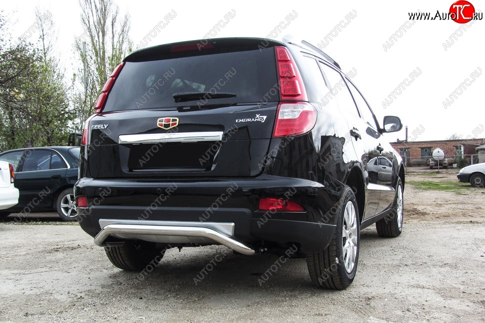11 549 р. Защита заднего бампера Slitkoff (скоба, d57 мм)  Geely Emgrand X7 (2015-2018) 1-ый рестайлинг (Нержавейка, Полированная)  с доставкой в г. Керчь