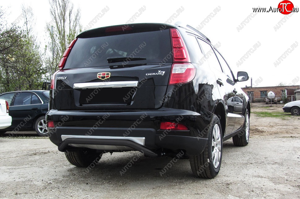 7 999 р. Защита заднего бампера Slitkoff (скоба, d57 мм)  Geely Emgrand X7 (2015-2018) 1-ый рестайлинг (Сталь с полимерным покрытием. Цвет: чёрный)  с доставкой в г. Керчь