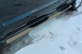 Защита порогов Slitkoff (Ø 76 мм, с проступями) Geely Emgrand X7 (2015-2018) 1-ый рестайлинг (Цвет: серебристый)