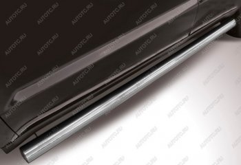Защита порогов Slitkoff (Ø 76 мм, труба) Geely Emgrand X7 (2015-2018) 1-ый рестайлинг (Цвет: серебристый)
