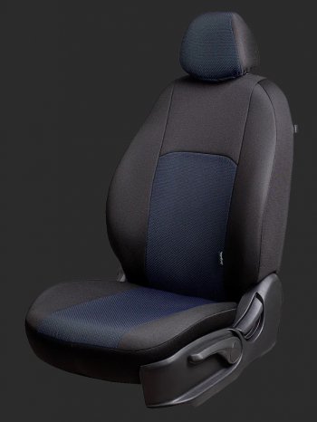 Чехлы для сидений Lord Autofashion Дублин (жаккард, спинка 60/40+подлокотник, 2 П- и 1 Г-образных подголовника) Geely Emgrand X7 (2019-2021) 2-ой рестайлинг (Черный, вставка Ёж Синий)