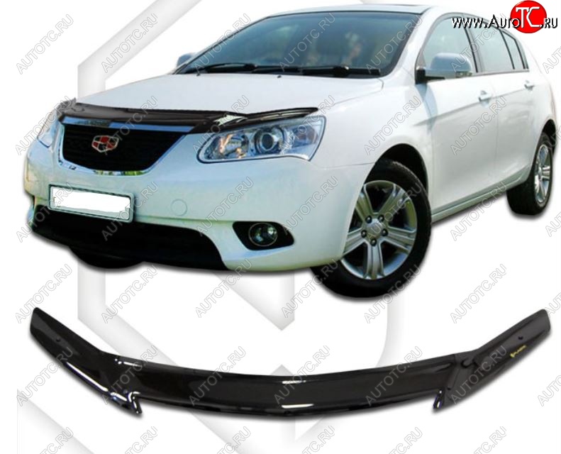2 079 р. Дефлектор капота CA-Plastic  Geely Emgrand EC7 (2009-2016) хэтчбек (Classic черный, Без надписи)  с доставкой в г. Керчь
