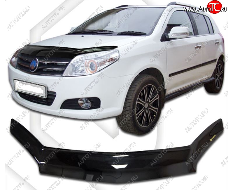3 079 р. Дефлектор капота CA-Plastic Geely MK Cross (2011-2016) (Classic черный, Без надписи)  с доставкой в г. Керчь