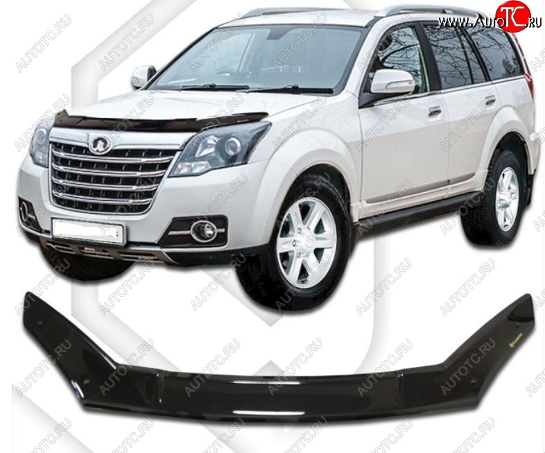2 159 р. Дефлектор капота CA-Plastic Great Wall Hover H3  рестайлинг (2014-2016) (серия Classic черный, Без надписи)  с доставкой в г. Керчь