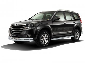 12 129 р. Порожки для ног из трубы Ø51 с алюминиевой площадкой Petroil Tuning Great Wall Hover H3  рестайлинг (2014-2016) (Черный (Шагрень))  с доставкой в г. Керчь. Увеличить фотографию 2