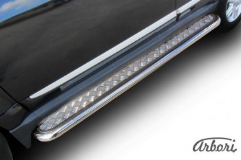 25 999 р. Защита штатных порогов с листом Arbori (труба - нержавейка d42, лист - алюминий) Great Wall Hover H3  рестайлинг (2014-2016)  с доставкой в г. Керчь. Увеличить фотографию 2