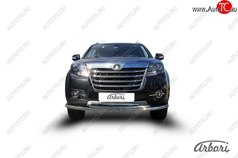 16 559 р. Защита переднего бампера Arbori (нержавейка, 2 трубы d57 и 42 mm) Great Wall Hover H3  рестайлинг (2014-2016)  с доставкой в г. Керчь