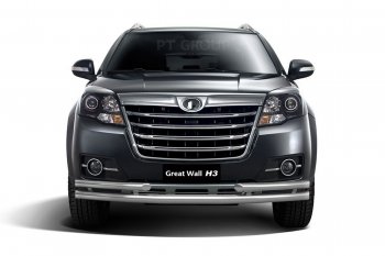 16 289 р. Защита переднего бампера двойная с углами из труб d63/51 мм Petroil Tuning  Great Wall Hover H3 (2014-2016)  рестайлинг (Нержавейка)  с доставкой в г. Керчь. Увеличить фотографию 2
