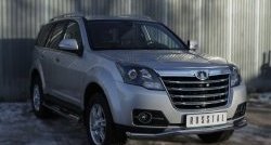 14 449 р. Защита порогов с пластиковыми вставками для ног из круглой трубы диаметром 76 мм Russtal Great Wall Hover H3  рестайлинг (2014-2016) (Защита порогов с со скосами на торцах (вариант 1))  с доставкой в г. Керчь. Увеличить фотографию 7