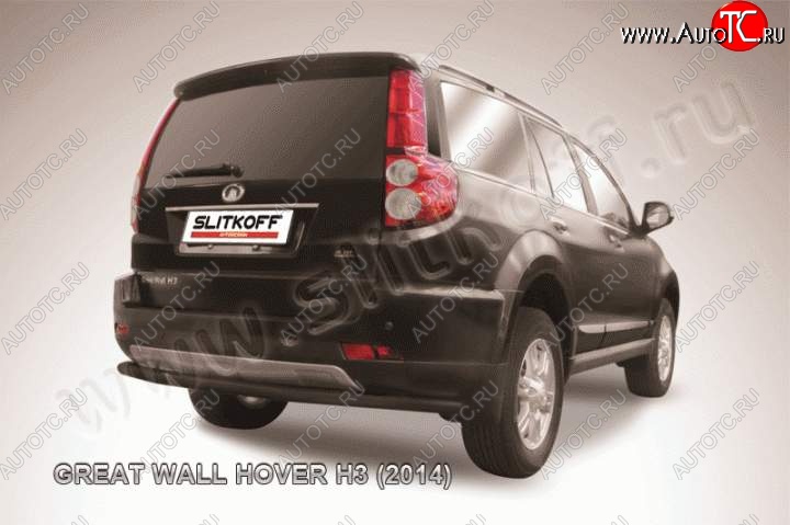 7 999 р. Защита заднего бампера Slitkoff (труба d57, длинная) Great Wall Hover H3  рестайлинг (2014-2016) (Цвет: серебристый)  с доставкой в г. Керчь