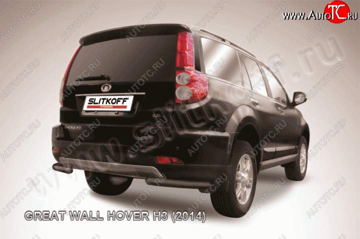 5 549 р. Защита заднего бампера из уголков d57 Slitkoff  Great Wall Hover H3 (2014-2016)  рестайлинг (Цвет: серебристый)  с доставкой в г. Керчь