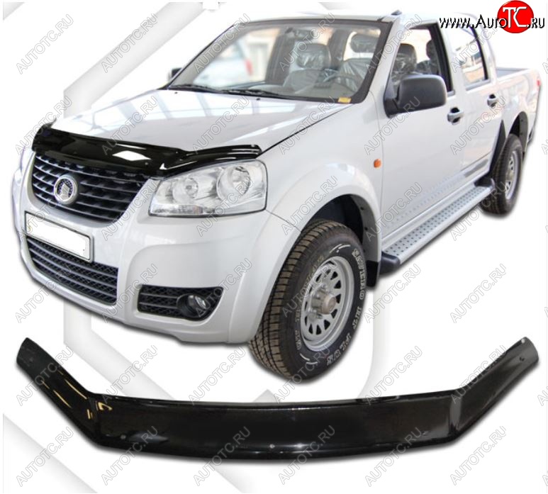 2 159 р. Дефлектор капота CA-Plastic Great Wall Wingle 5 (2011-2017) (Classic черный, Без надписи)  с доставкой в г. Керчь