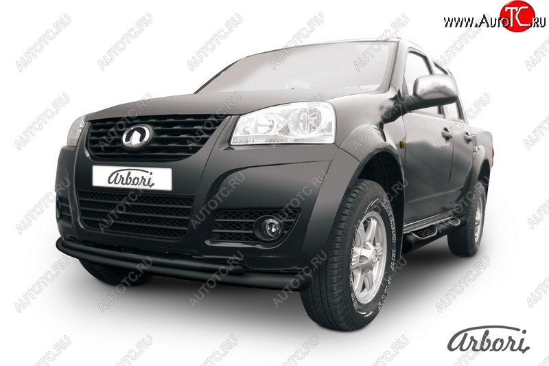 7 919 р. Защита переднего бампера Arbori (черная, 2 трубы d76 и 42 mm) Great Wall Wingle 5 (2011-2017)  с доставкой в г. Керчь