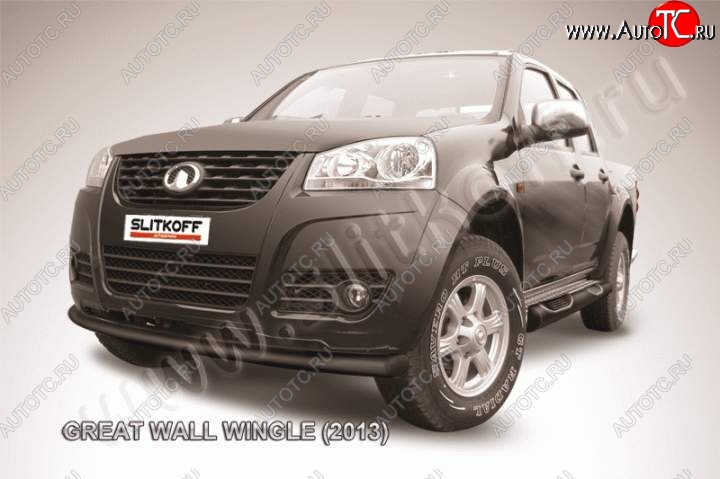 9 549 р. Защита переднего бампера из трубы d76 Slitkoff  Great Wall Wingle 5 (2011-2017) (Цвет: серебристый)  с доставкой в г. Керчь