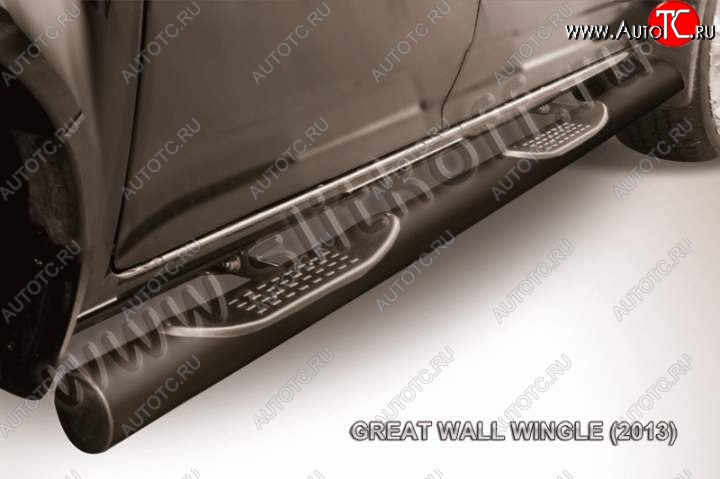 14 249 р. Защита порогов из трубы d76 Slitkoff (с проступями)  Great Wall Wingle 5 (2011-2017) (Цвет: серебристый)  с доставкой в г. Керчь